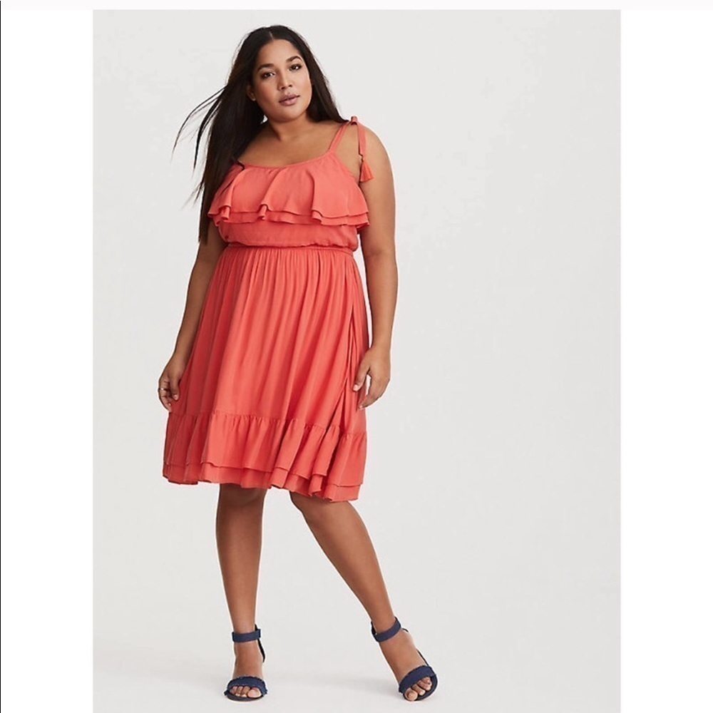 NWT Torrid ruffle skater tassel ties rust orange 1